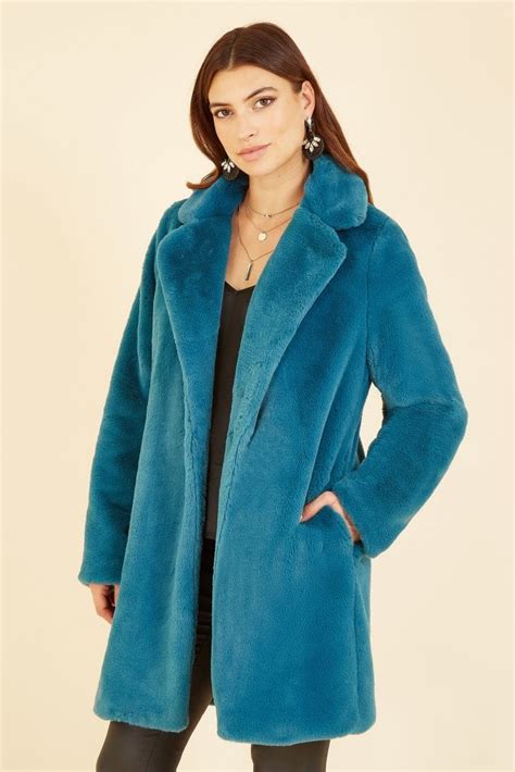 michael kors teal faux fur jacket|Faux Fur Coat .